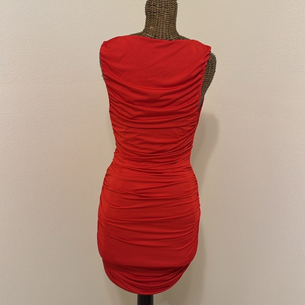 Superdown Farrah Red Ruched V-Neck Sleeveless Dress S - Picture 8 of 13